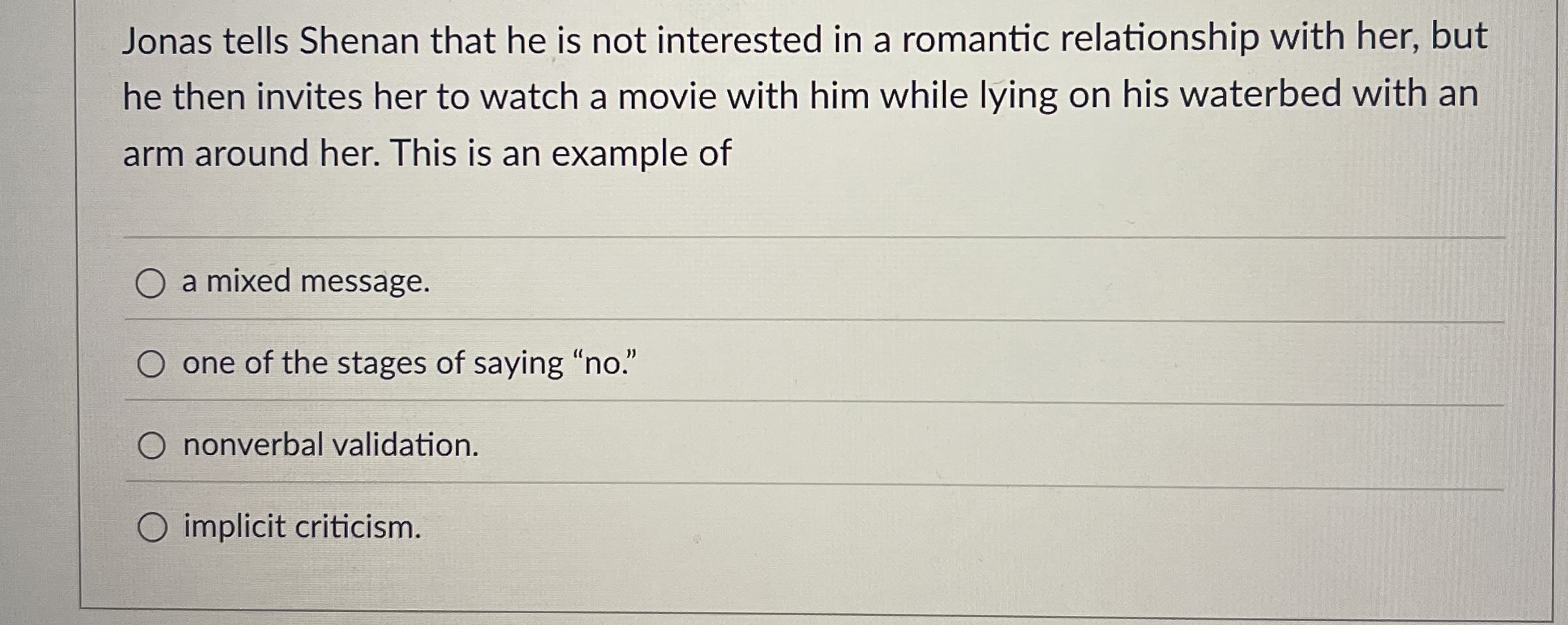 Solved Jonas tells Shenan that he is not interested in a