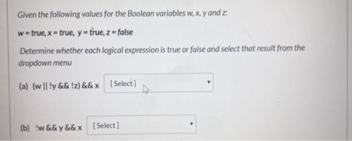 Solved Given the following values for the Boolean variables | Chegg.com