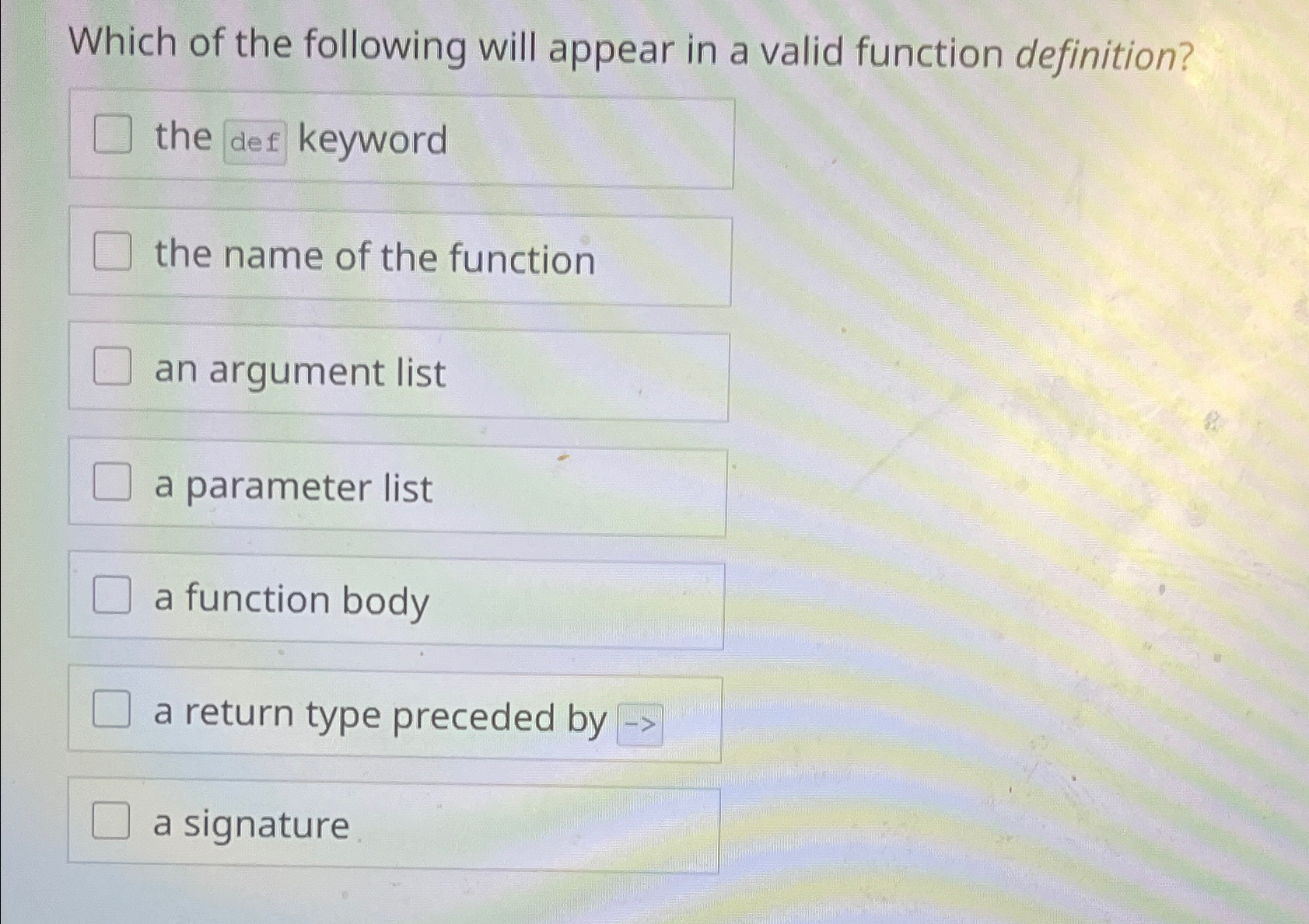 Solved Which of the following will appear in a valid | Chegg.com