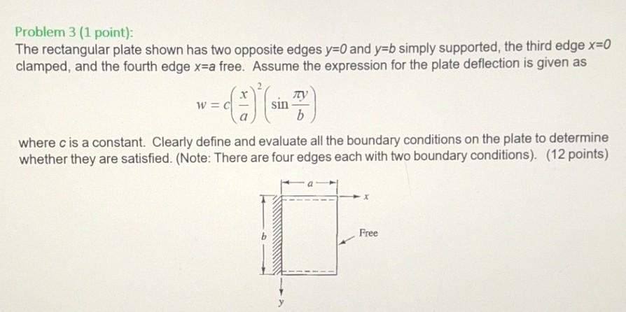 Solved Problem 3 (1 point): The rectangular plate shown has | Chegg.com