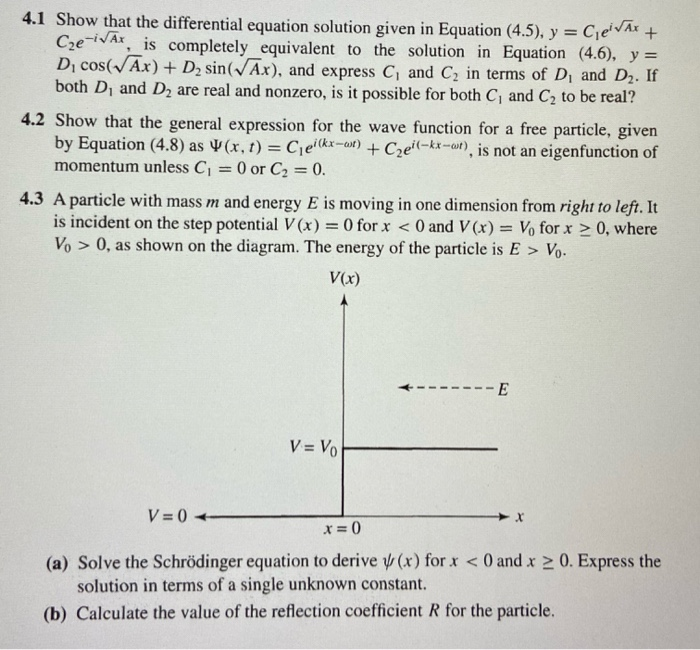 Solved 4.1 Show that the differential equation solution | Chegg.com