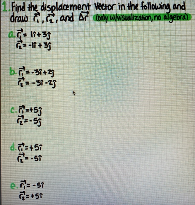 Solved 1 Find The Displacement Vector In The Following A Chegg Com