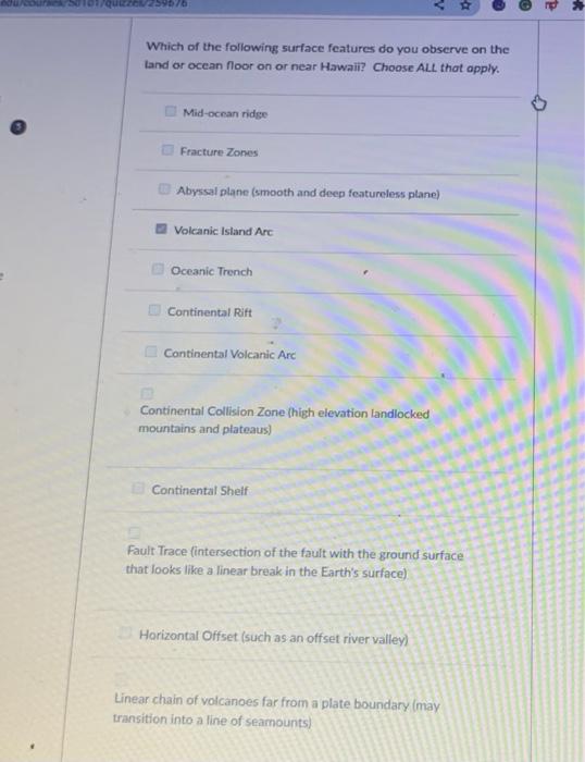 Solved v Which of the following surface features do you | Chegg.com