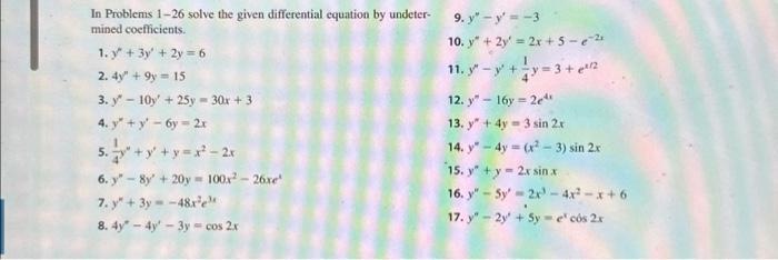 Solved In Problems 1-26 solve the given differential | Chegg.com