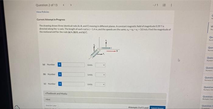 Solved The Drawing Shows Three Identicat Rods (A, B, And C) | Chegg.com