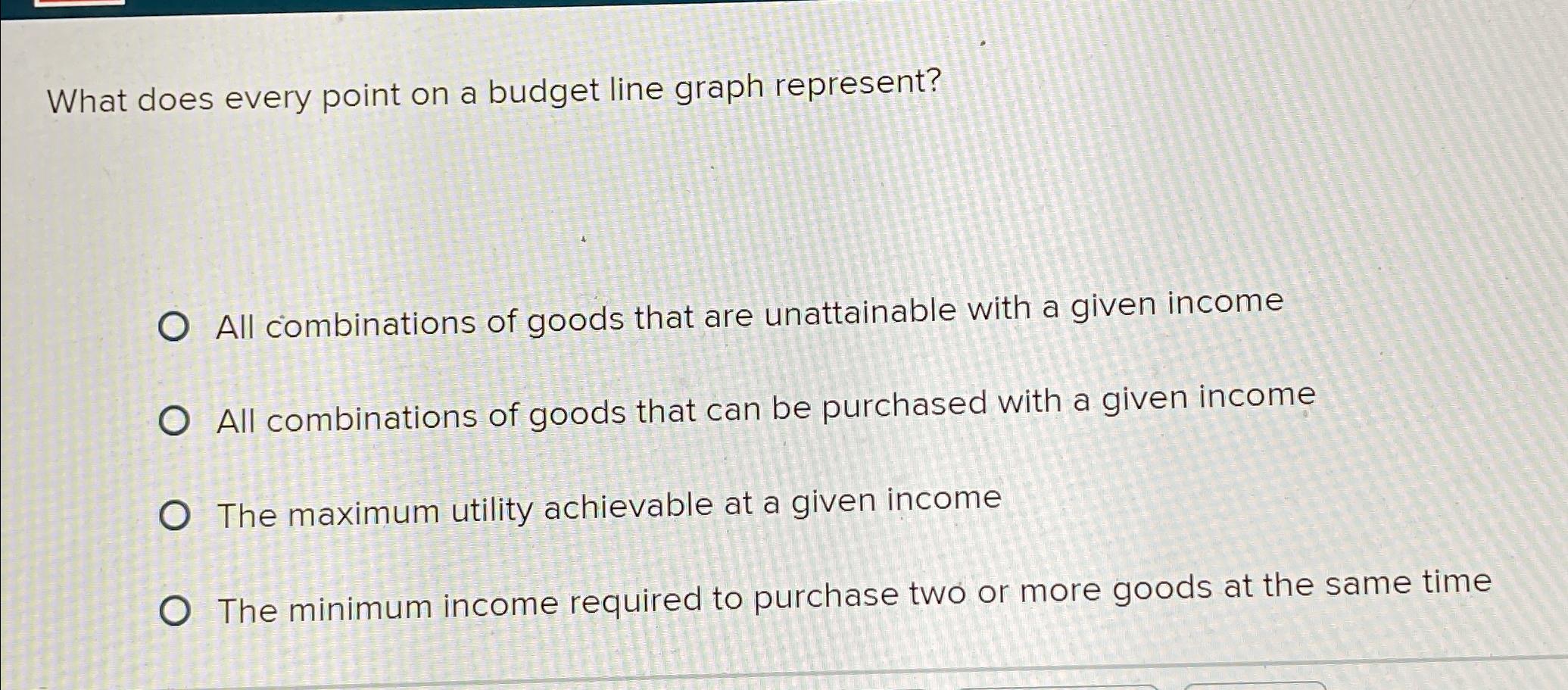 Solved What does every point on a budget line graph | Chegg.com