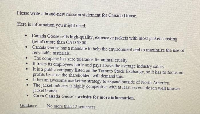 Canada goose company clearance values