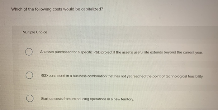 Which Of The Following Items Would Be Capitalized