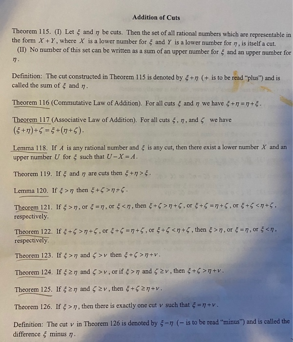 Solved Dedekind Cuts Definition: A Set Of Rational Numbers | Chegg.com