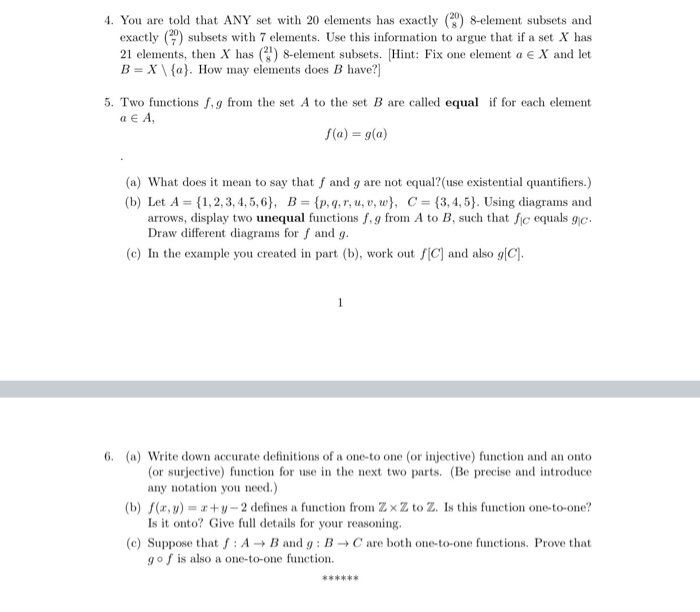 Solved 4 You Are Told That Any Set With Elements Has Chegg Com