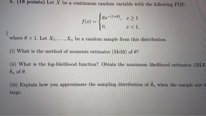 Solved 5. (18 points) Let X be a continuous random variable | Chegg.com