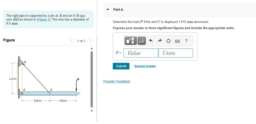 Solved The rigid pipe is supported by a pin at \( ﻿A \) ﻿and | Chegg.com