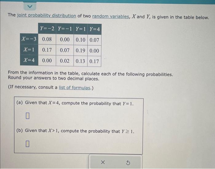 Solved The joint probability distribution of two random | Chegg.com