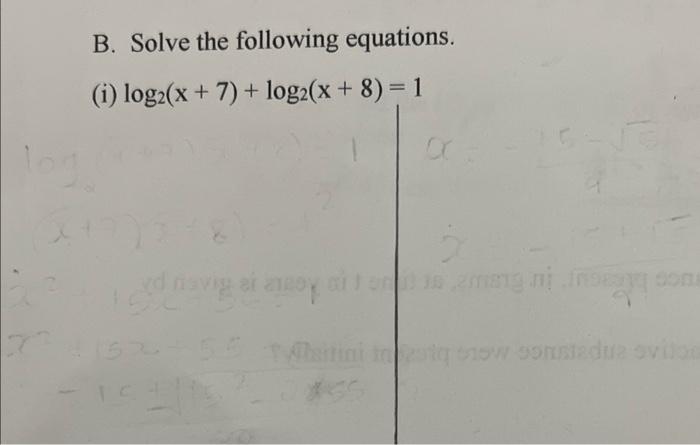 Solved B. Solve The Following Equations. (i) | Chegg.com