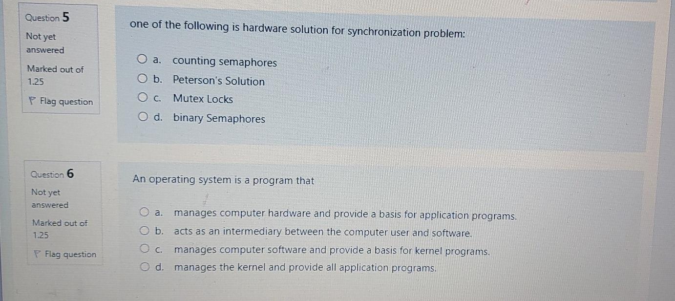 Solved Question 5 one of the following is hardware solution | Chegg.com