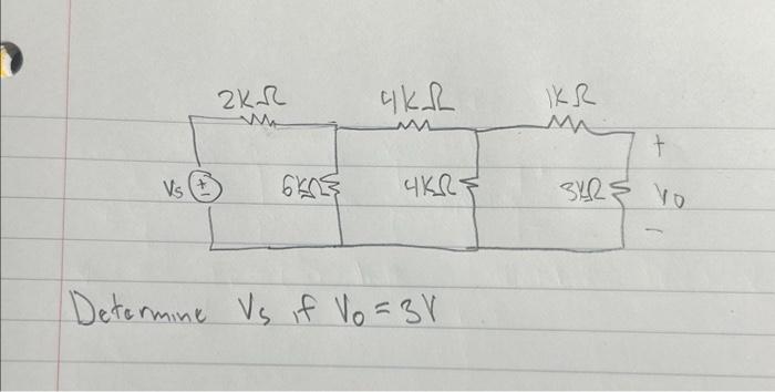 Determine \( V_{S} \) if \( V_{0}=3 \mathrm{~V} \)