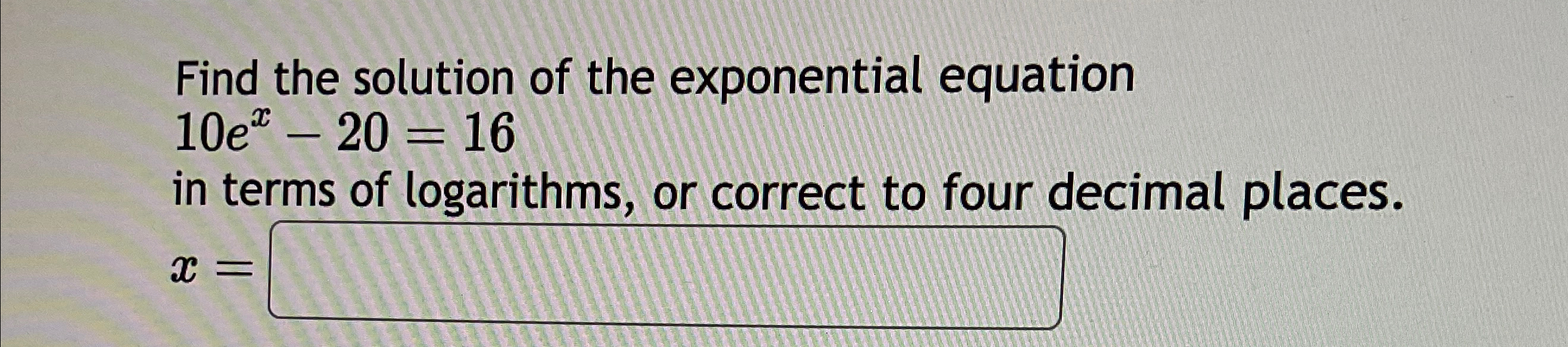 Solved Find the solution of the exponential equation | Chegg.com