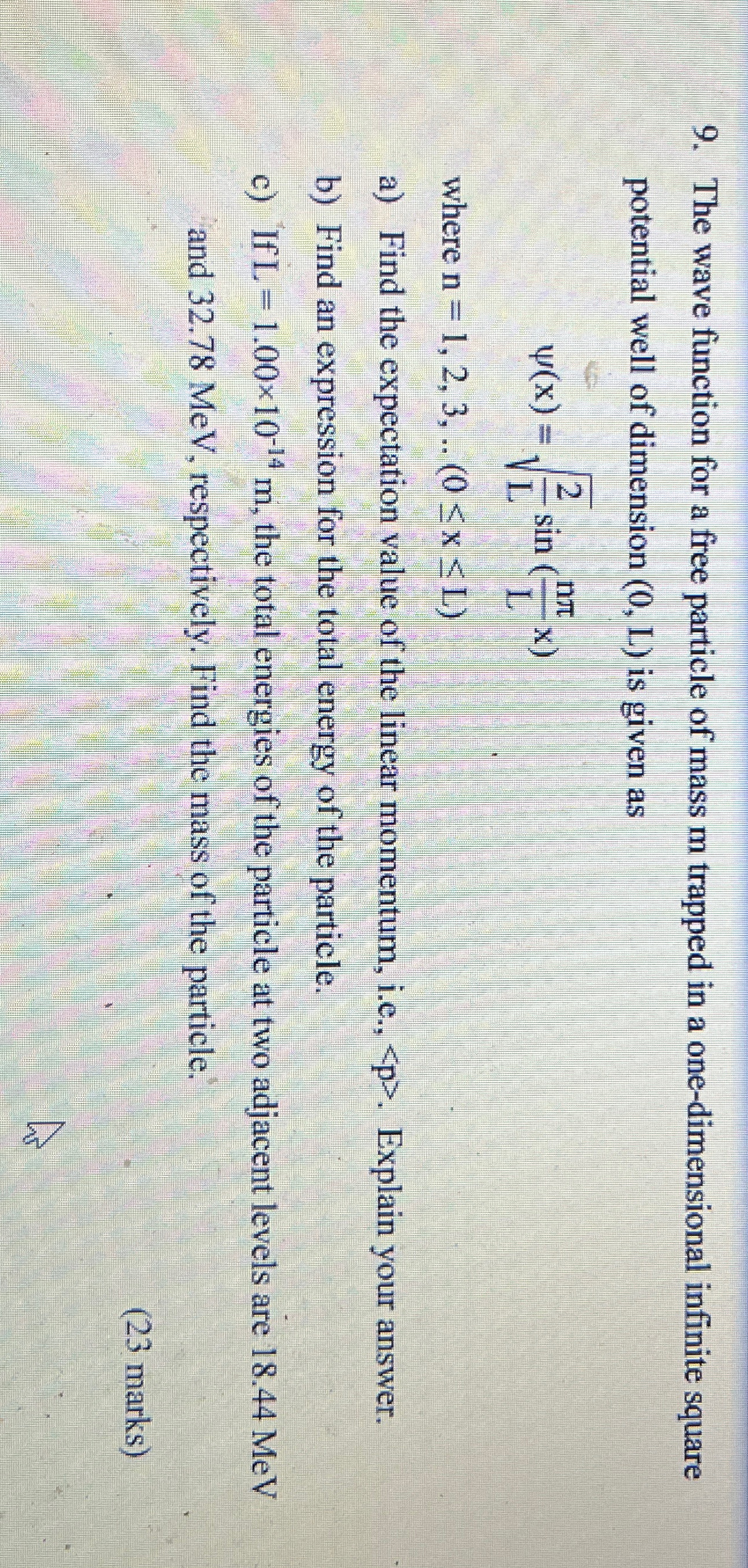 Solved The wave function for a free particle of mass m | Chegg.com