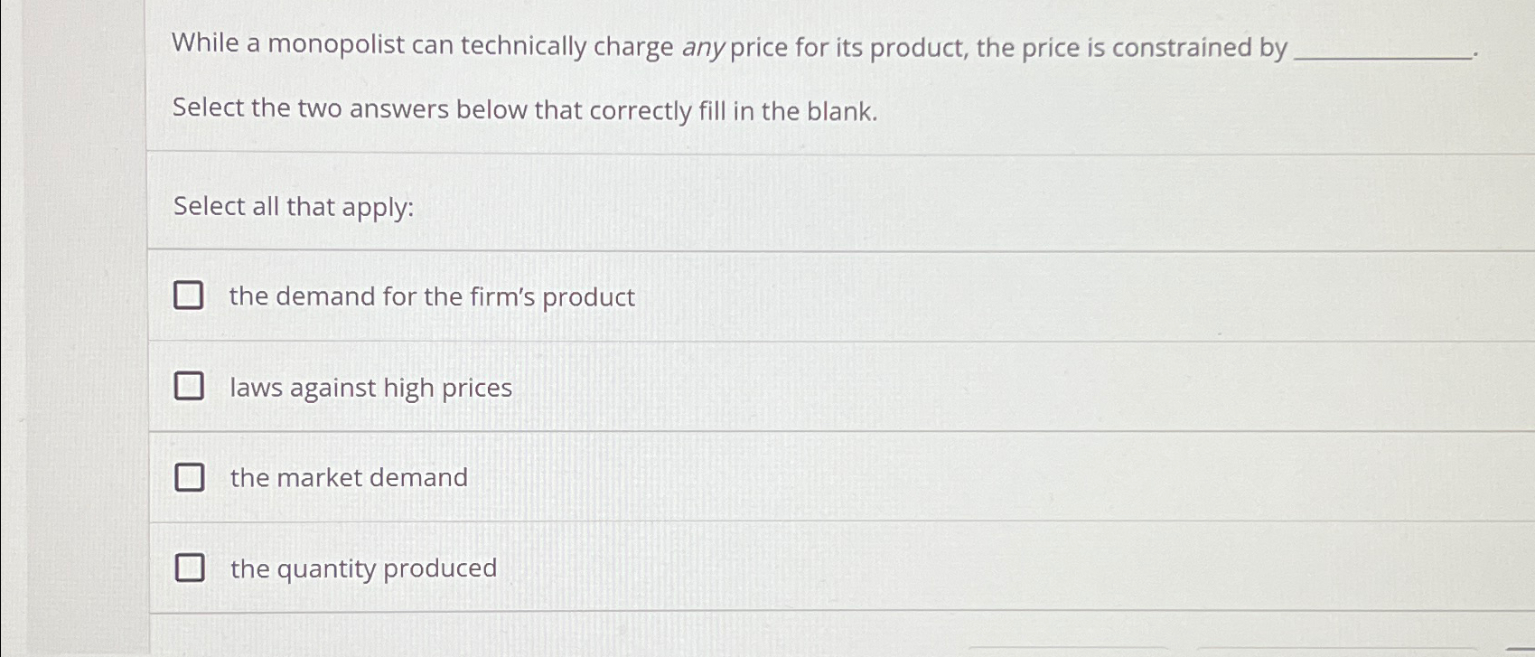 Solved While a monopolist can technically charge any price | Chegg.com