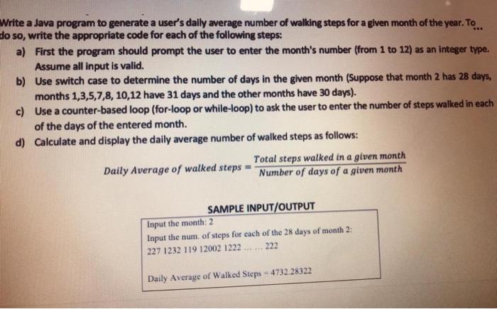 Solved Write a Java program to generate a user's daily | Chegg.com