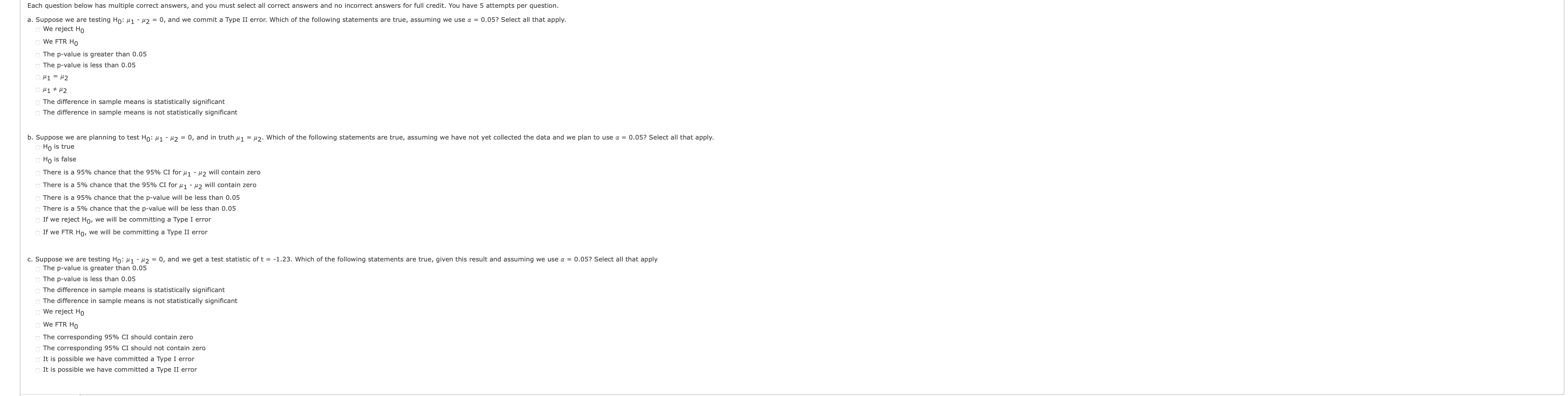 Solved Each question below has multiple correct answers, and | Chegg.com