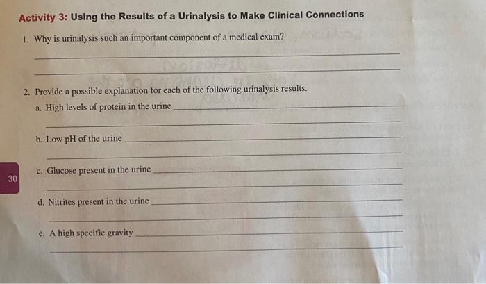 Solved Activity 3: Using the Results of a Urinalysis to Make | Chegg.com