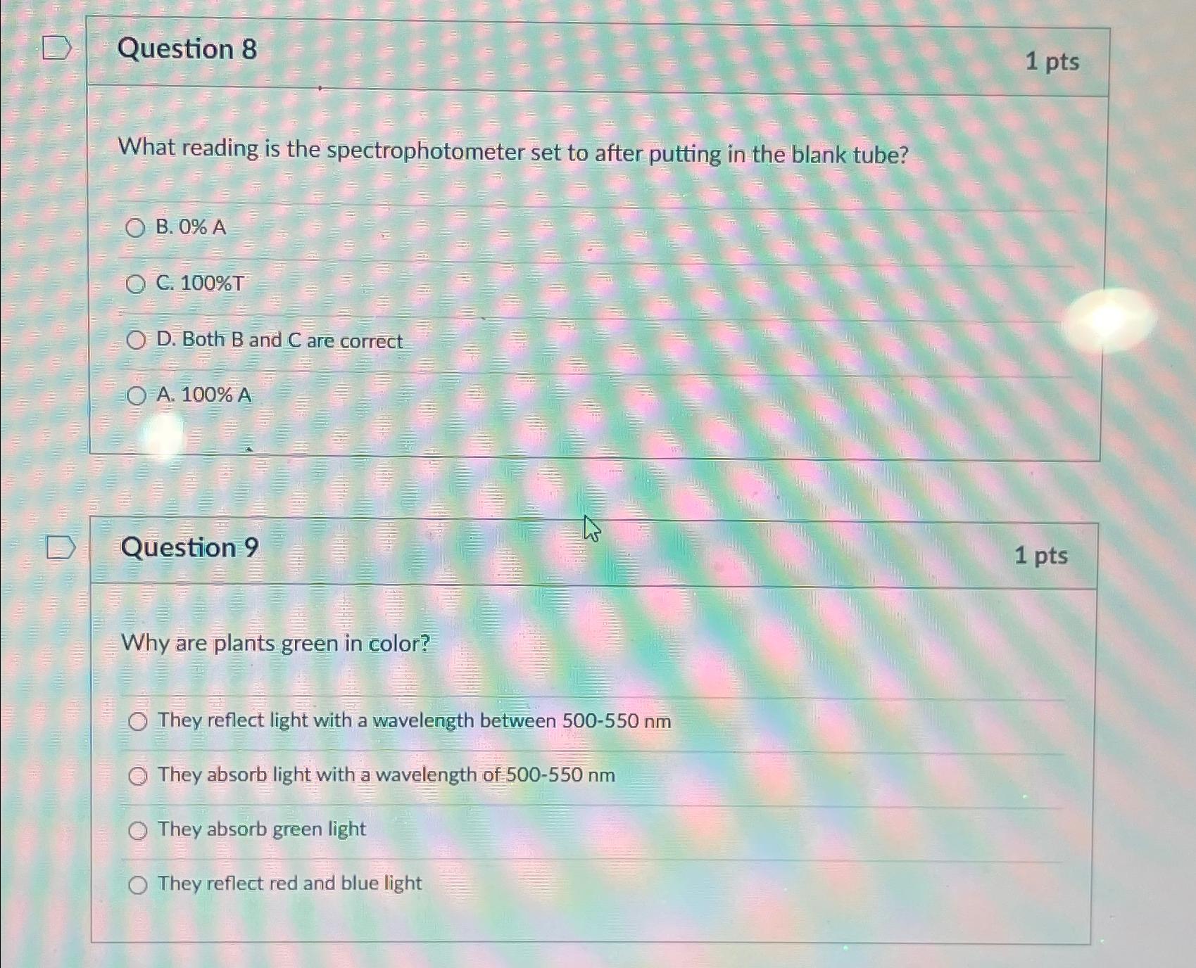 Solved Question 81ptsWhat reading is the spectrophotometer