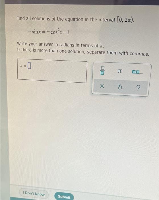 Solved Find All Solutions Of The Equation In The Interval Chegg