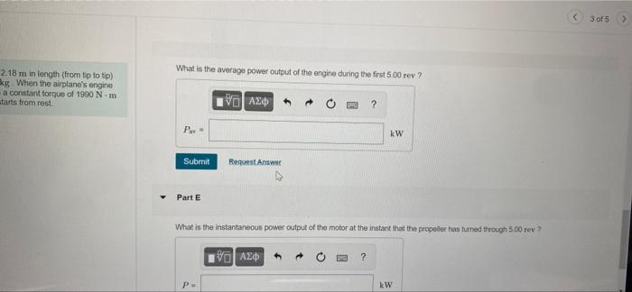 Solved An airplane propeller is 2.18 m in length (from tip | Chegg.com