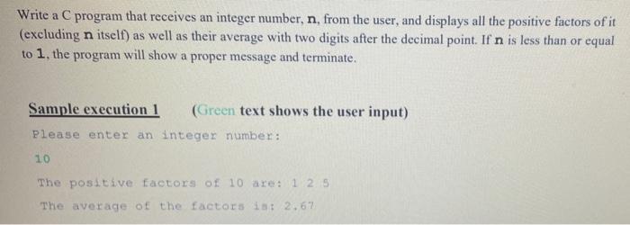 Solved Write a C program that receives an integer number, n, | Chegg.com