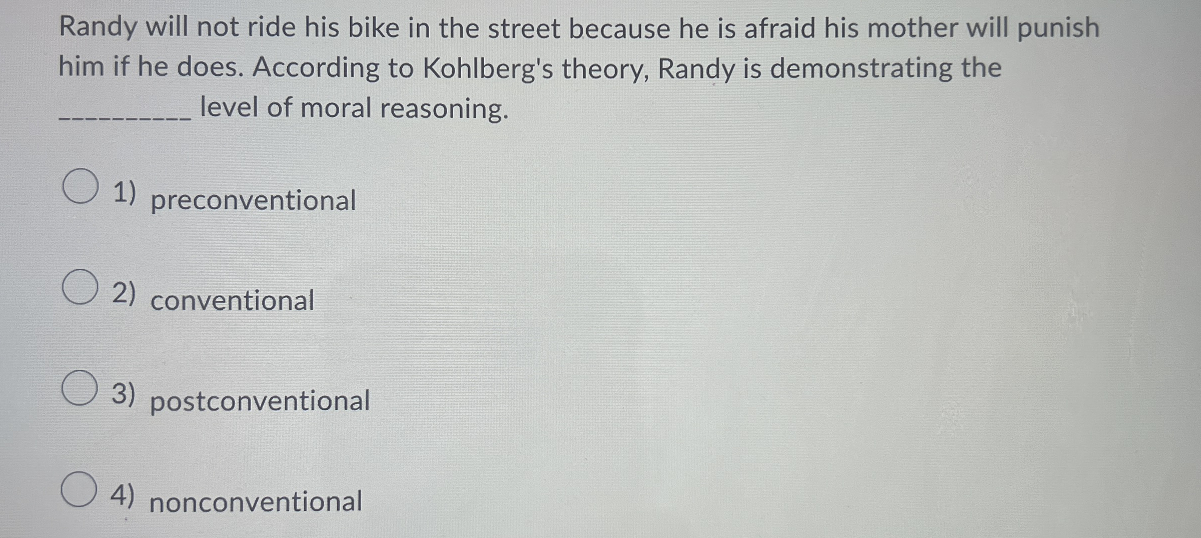 Solved Randy will not ride his bike in the street because he