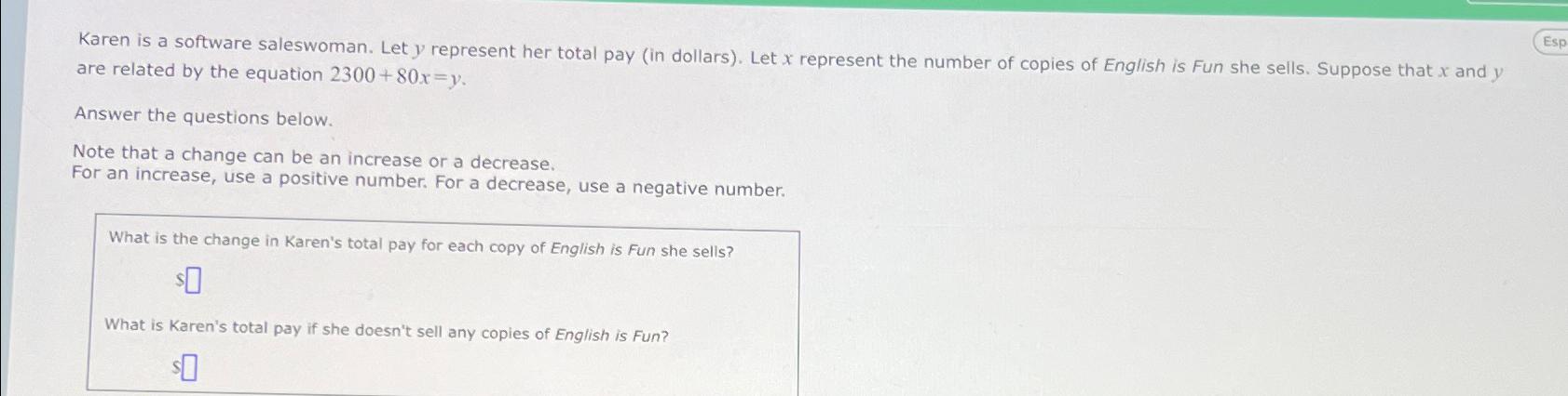 Solved Karen is a software saleswoman. Let y ﻿represent her | Chegg.com