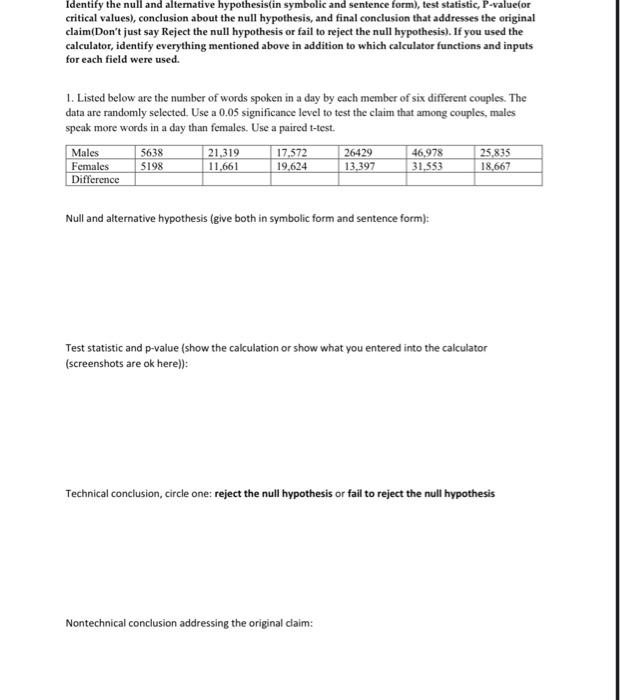 writing null and alternative hypothesis worksheet