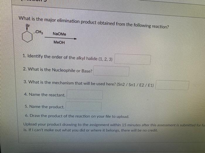 Solved What is the major elimination product obtained from | Chegg.com