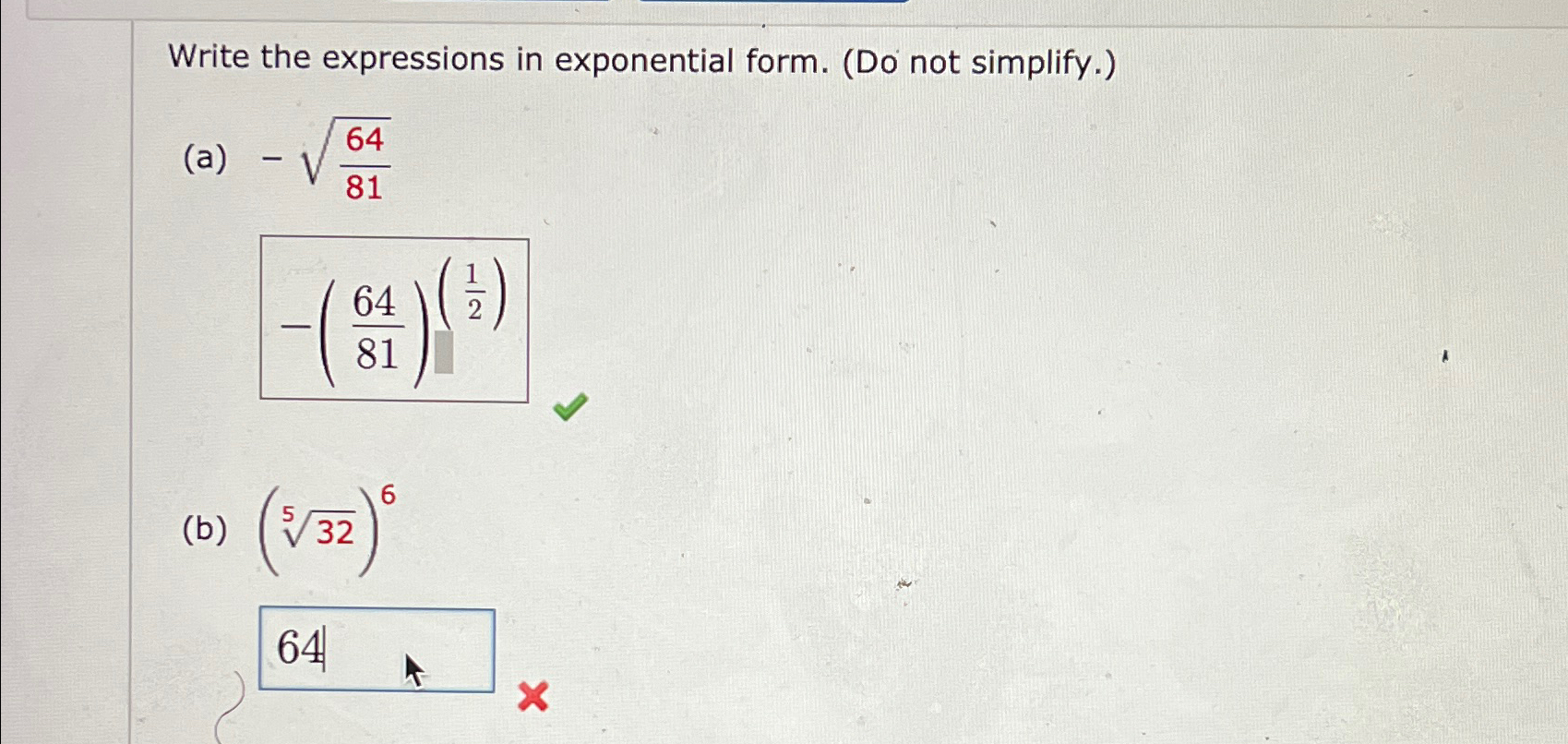 Solved Write the expressions in exponential form. (Do not | Chegg.com
