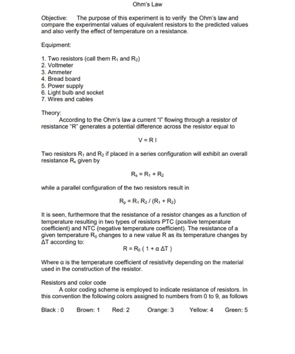 method for ohm's law experiment