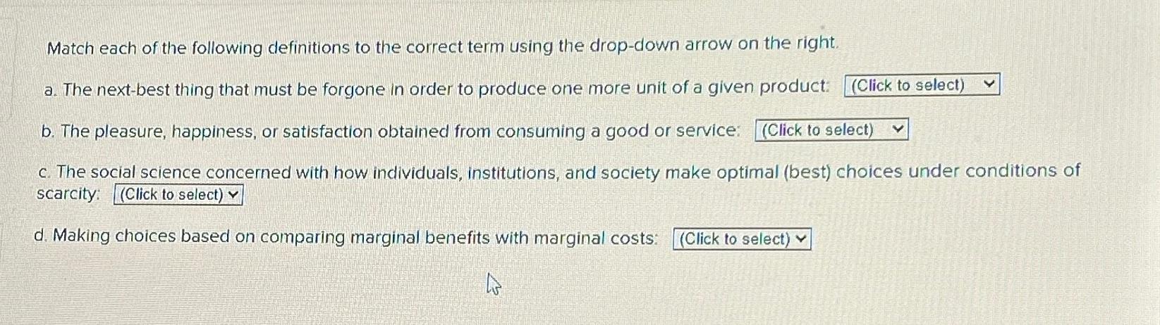 Solved Match Each Of The Following Definitions To The | Chegg.com