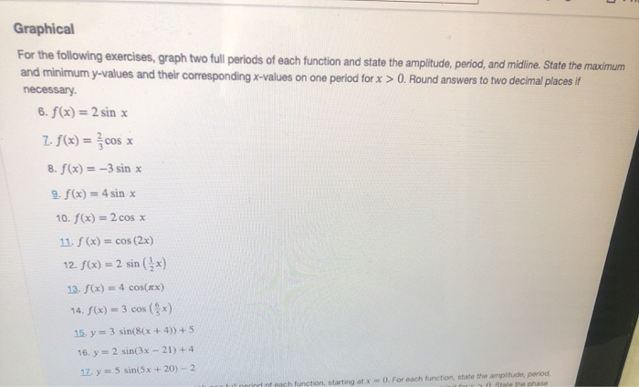 Solved Graphical For the following exercises, graph two full | Chegg.com