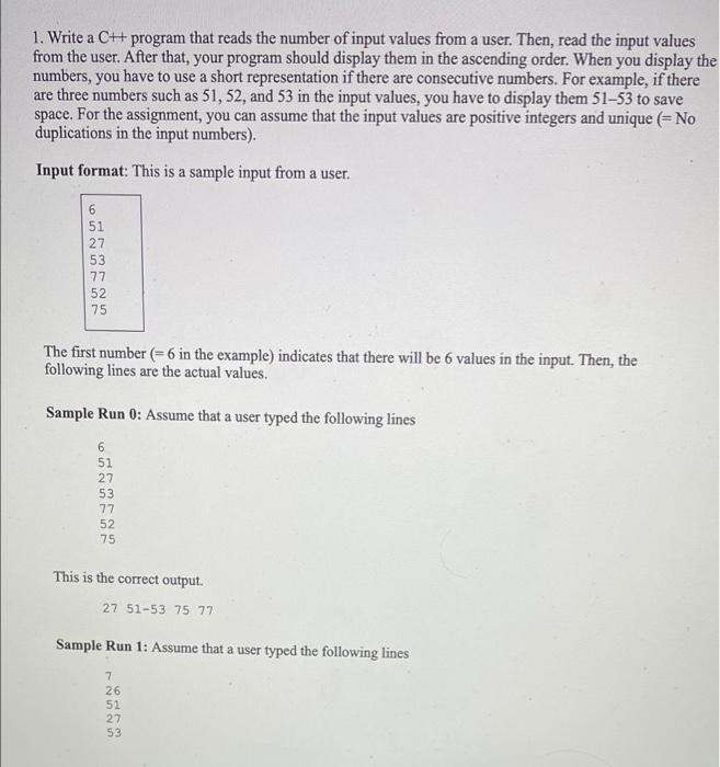 Solved 1. Write a CH+ program that reads the number of input | Chegg.com