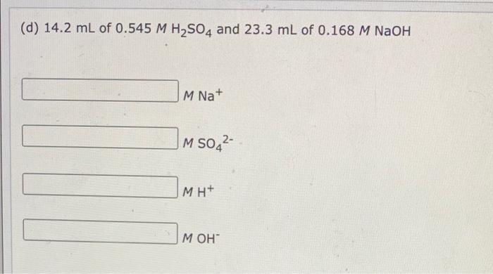 Solved Determine the molar concentration of each ion present | Chegg.com