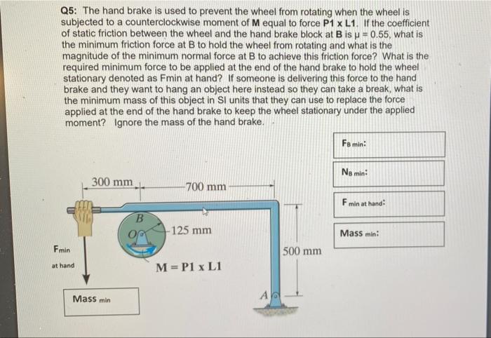 Solved Q5: The hand brake is used to prevent the wheel from | Chegg.com