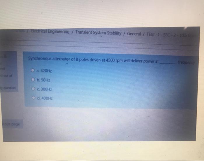 Solved Electrical Engineering / Transient System Stability / | Chegg.com