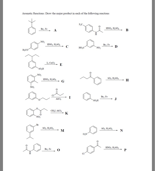 Solved Aromatic Reactions: Draw The Major Product In Each Of | Chegg.com