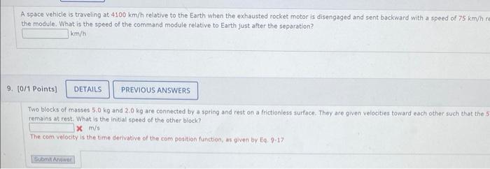 Solved A space vehicle is traveling at 4100 km/h relative to | Chegg.com