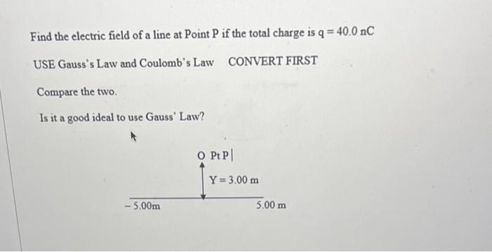 Solved Find the electric field of a line at Point P if the | Chegg.com