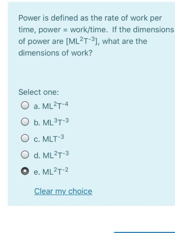 Solved Power is defined as the rate of work per time, power