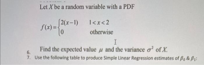 Solved Let X be a random variable with a PDF $(x)={2(x-1) I | Chegg.com
