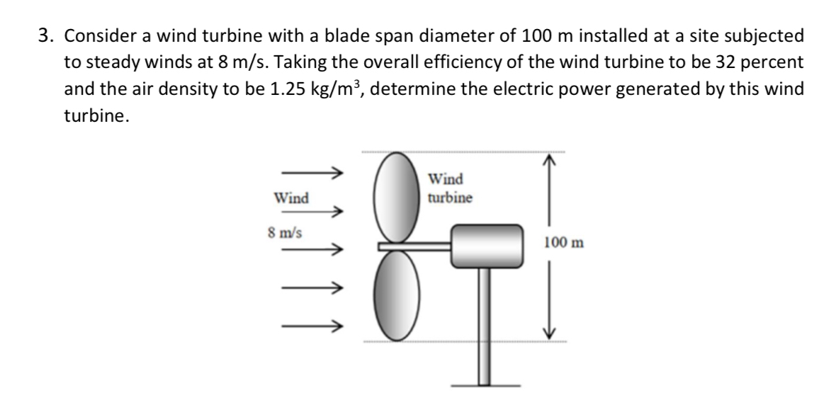 Solved Consider a wind turbine with a blade span diameter of | Chegg.com