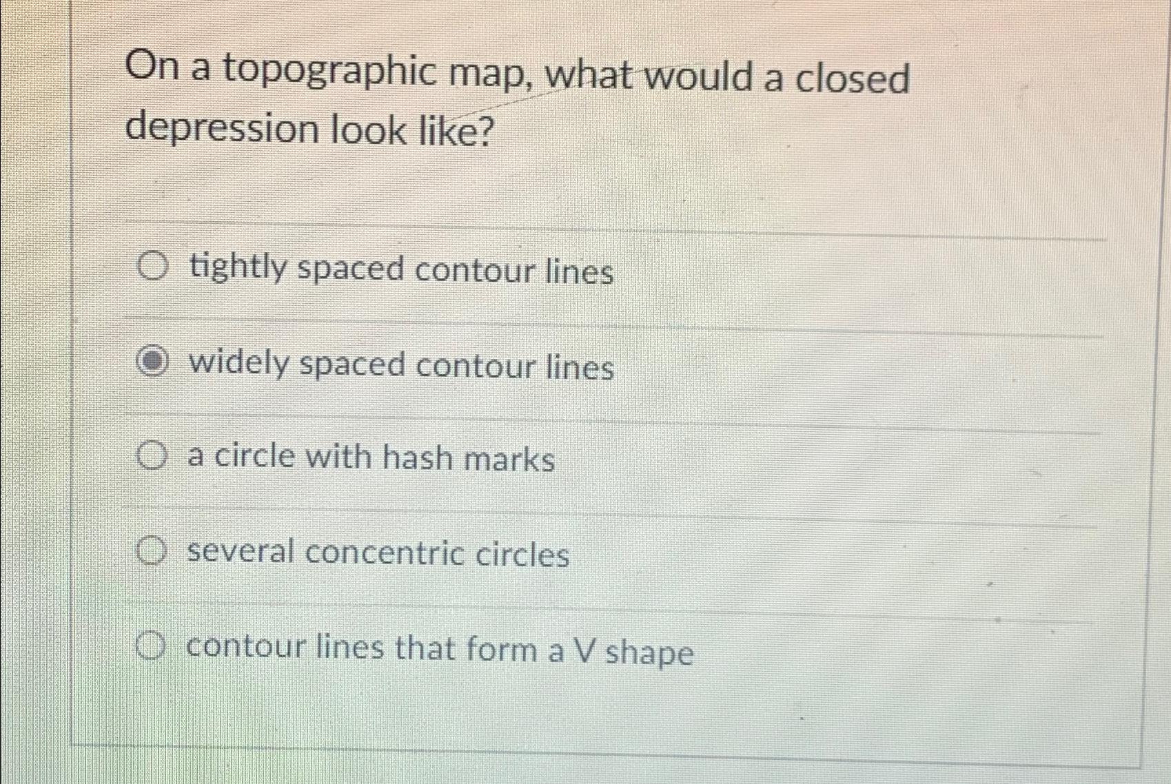 Solved On a topographic map, what would a closed depression | Chegg.com