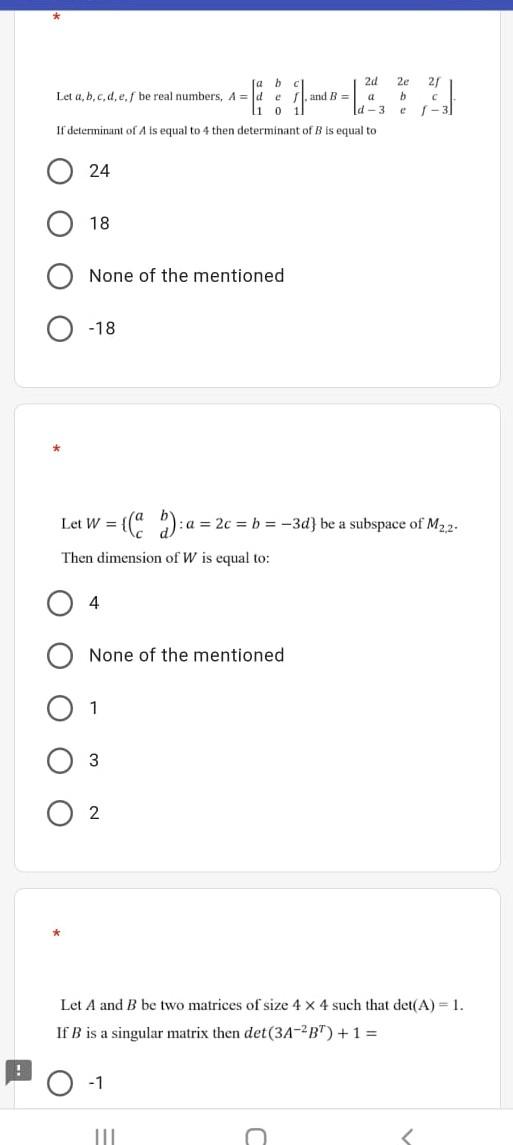 Solved And B = 2d Let A,b,c,d,e,f Be Real Numbers, 4 = A -- | Chegg.com